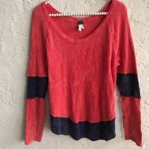 We The Free Thermal Red/Blue Long Sleeve Top